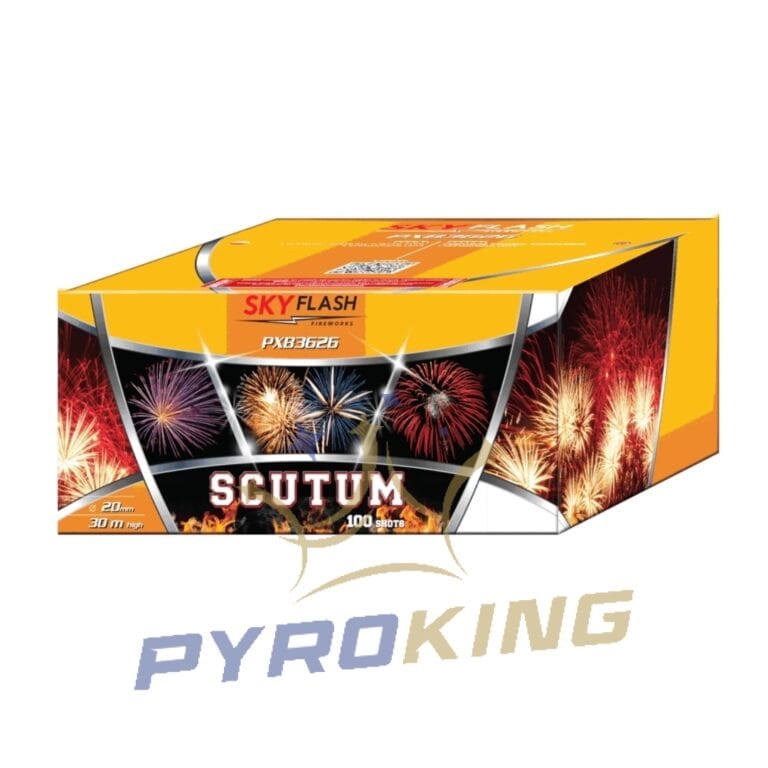 Wyrzutnia fajerwerków Scutum PXB3626 Piromax, 100 strzałów kalibru 20 mm