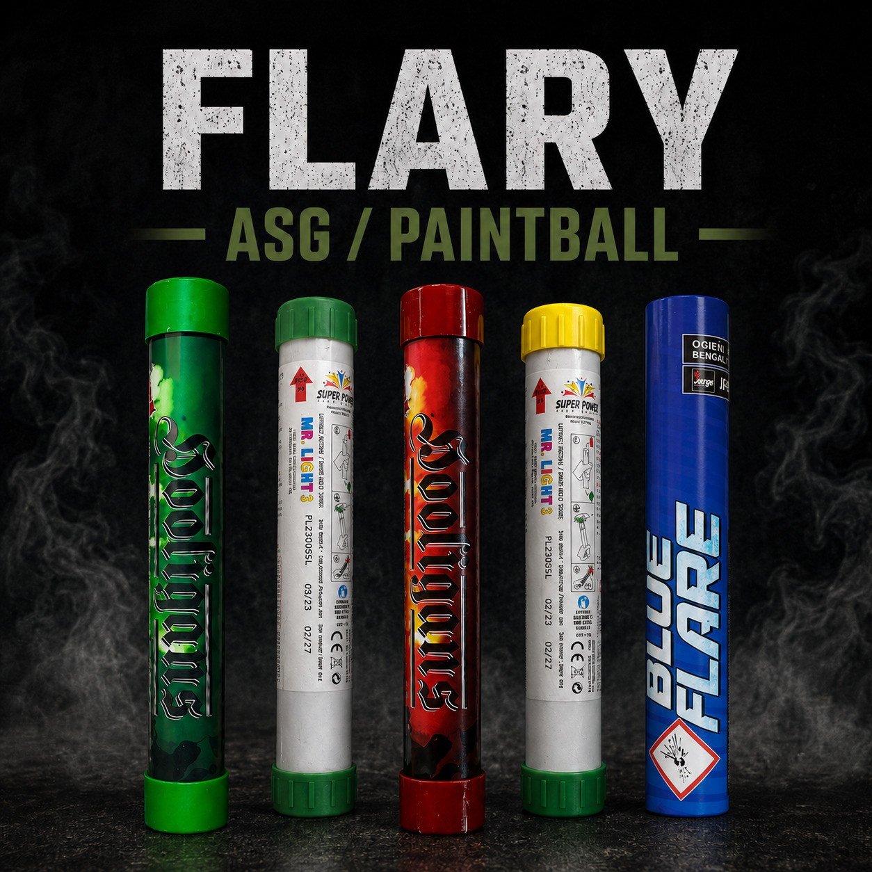 Kolorowe flary do ASG, paintballa i rozgrywek terenowych