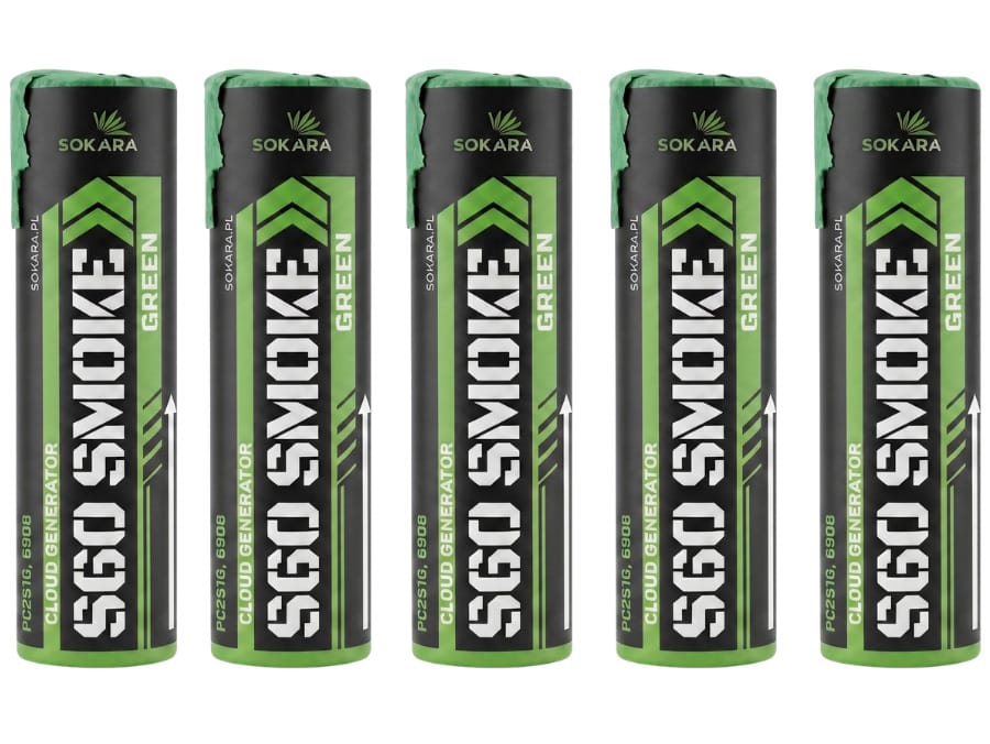 Zielone świece dymne Sokara S60 Smoke – zestaw 5 szt. Zestaw 5 zielonych świec dymnych Sokara S60 Smoke