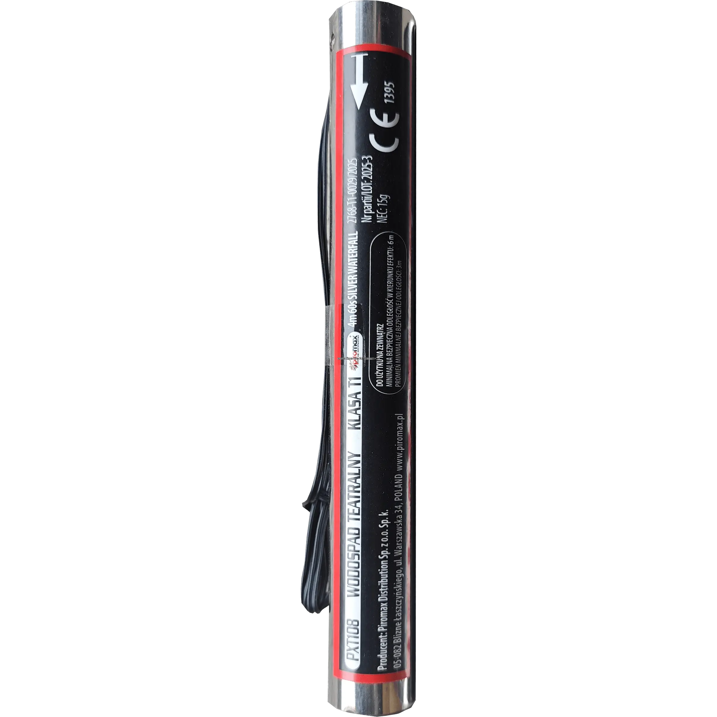 Piromax PXT108 – srebrny wodospad teatralny Wodospad teatralny srebrny PXT108 Piromax 4 m 60 sekund T1