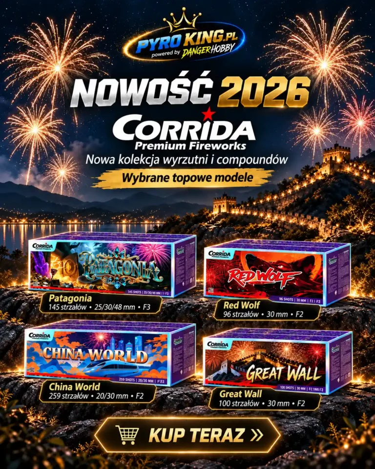 Nowości Corrida Premium Fireworks 2026 – Patagonia, Red Wolf, China World i Great Wall