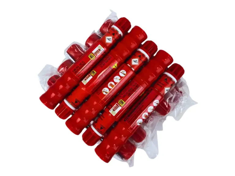 Zestaw 10 czerwonych rac metalowych teleskopowych Pyro Cartel PC2HFR2