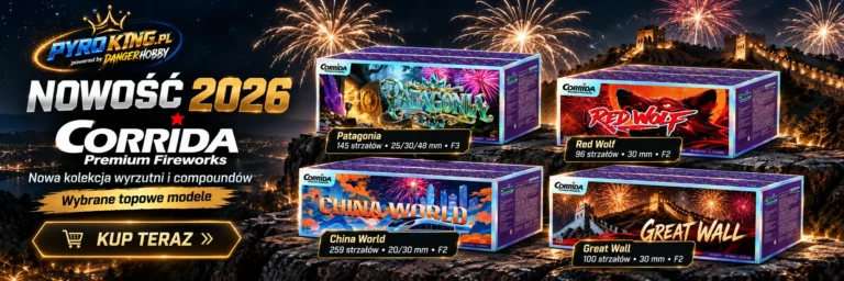 Wyrzutnie fajerwerków Corrida 2026 – Patagonia, Red Wolf, China World i Great Wall