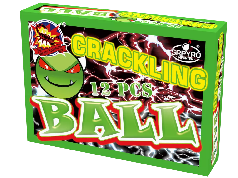 Kulki trzaskające Crackling Ball 12 sztuk SRPYRO Kulki trzaskające Crackling Ball SRPYRO w zielonym pudełku z grafiką złośliwej zielonej kulki