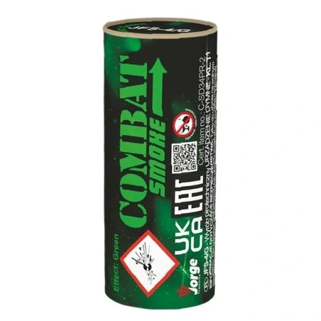 Zielona świeca dymna na zawleczkę Combat Smoke Jorge: krótka zielono-czarna tuba