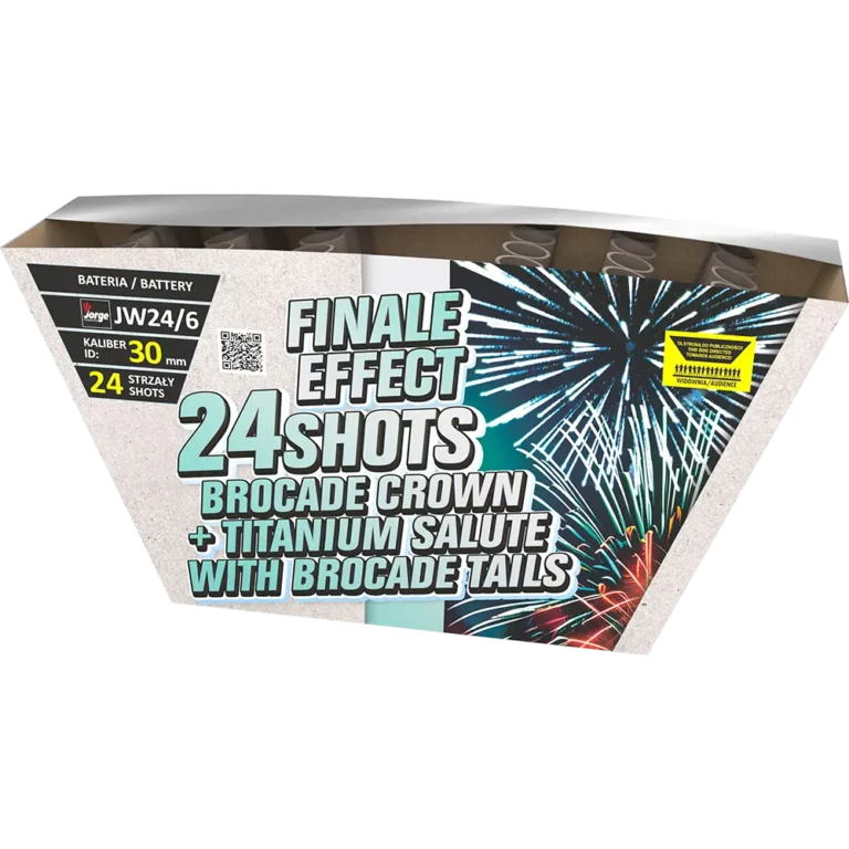 Wyrzutnia Finale Effect JW24/6 Jorge w jasnym kartonie z turkusową grafiką korony brokatowej