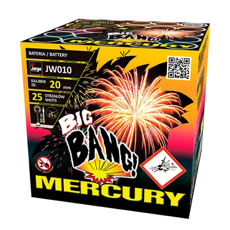 Wyrzutnia Mercury Big Bang Jorge w żółto-różowym kartonie z grafiką złotego wybuchu