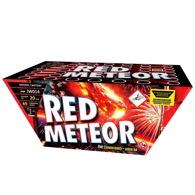 Wyrzutnia Red Meteor Jorge w czerwonym kartonie z dużym białym napisem Red Meteor