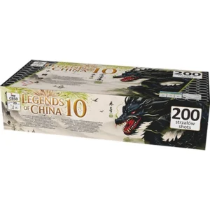 Zestaw wyrzutni Legends of China 10 Jorge w długim jasnym kartonie z grafiką czarnego smoka