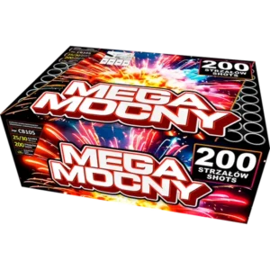 Zestaw wyrzutni Mega Mocny Jorge w kartonie z czerwonym napisem Mega Mocny i liczbą 200 strzałów