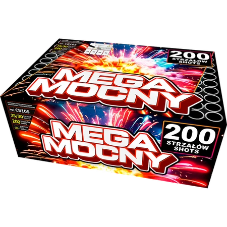 Zestaw wyrzutni Mega Mocny Jorge w kartonie z czerwonym napisem Mega Mocny i liczbą 200 strzałów